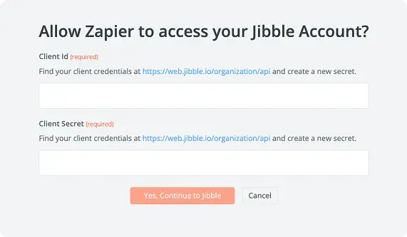 Permitir a Zapier el acceso a tu cuenta de Jibble